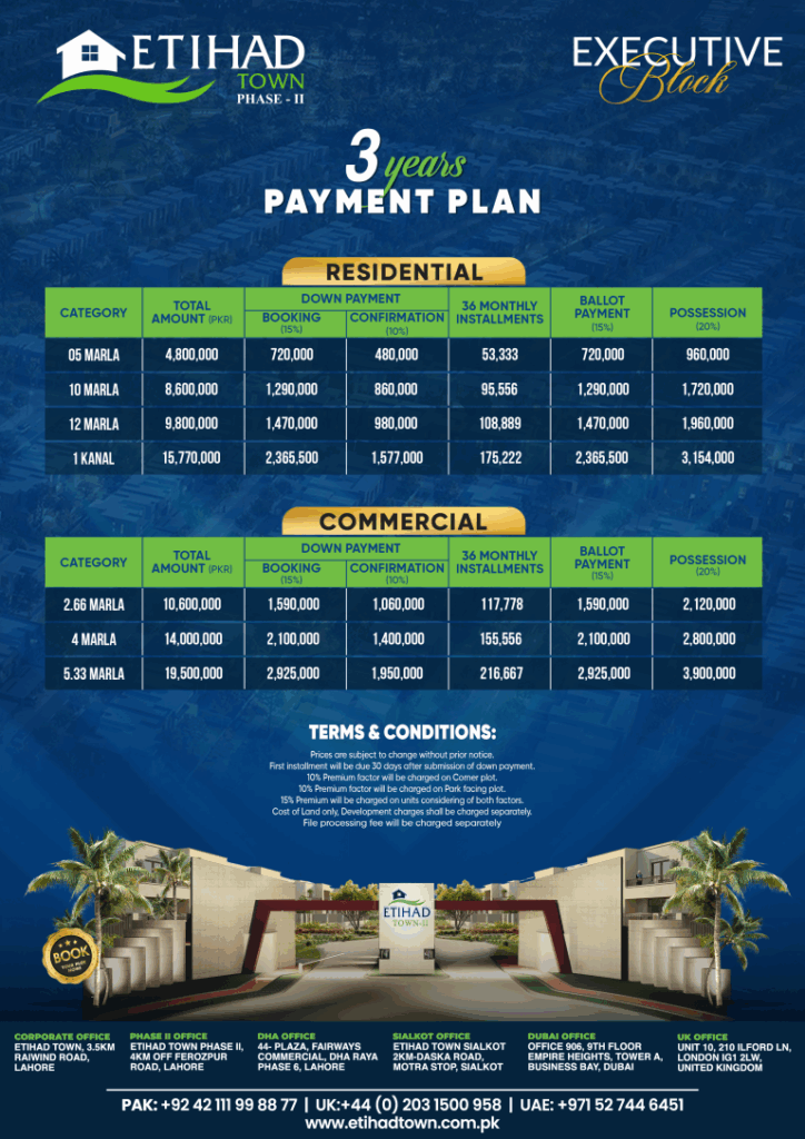 Etihad Town Phase 2 Payment Plan