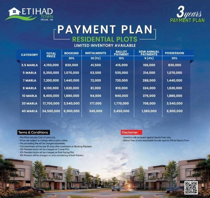 Etihad Town Phase 3 Payment Plan 2025